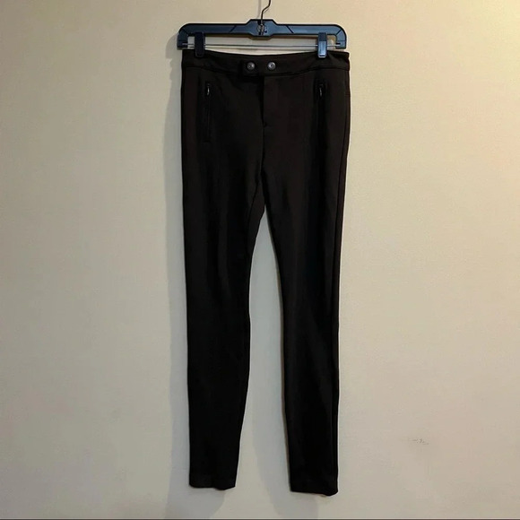 Vince Ponte Knit Tab Front Mid Rise Skinny Pants Viscose Blend Dark Brown Sz 4 - Picture 1 of 13
